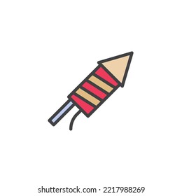 Fireworks rocket filled outline icon, line vector sign, linear colorful pictogram isolated on white. Symbol, logo illustration. Vector graphics