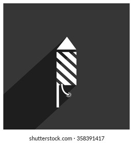 Fireworks rocket icon. long shadow icon