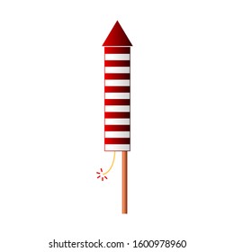 Fireworks rocket icon on white background. Vector illustration.