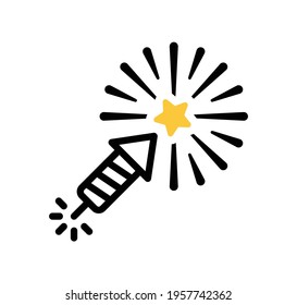 Fireworks rocket icon stock vector. New year celebration.