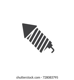 Fireworks rocket icon vector, filled flat sign, solid pictogram isolated on white. Symbol, logo illustration.