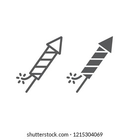 Fireworks rocket line and glyph icon, party and celebration, rocket sign, vector graphics, a linear pattern on a white background, eps 10.