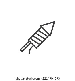 Fireworks rocket line icon. linear style sign for mobile concept and web design. Firecracker petard outline vector icon. Symbol, logo illustration. Vector graphics