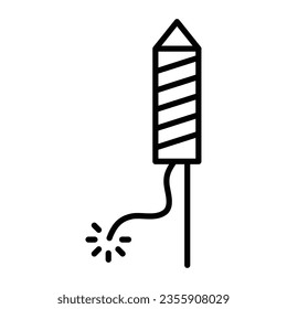 Icono de línea de cohete Fireworks, ilustración plana de liner sobre fondo blanco..eps