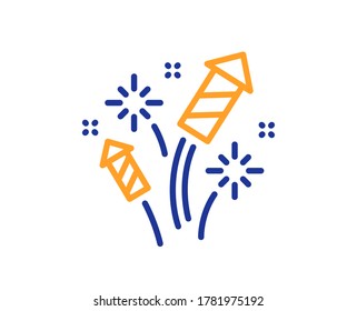 Fireworks rocket line icon. Pyrotechnic salute sign. Carnival celebration lights symbol. Colorful thin line outline concept. Linear style fireworks rocket icon. Editable stroke. Vector