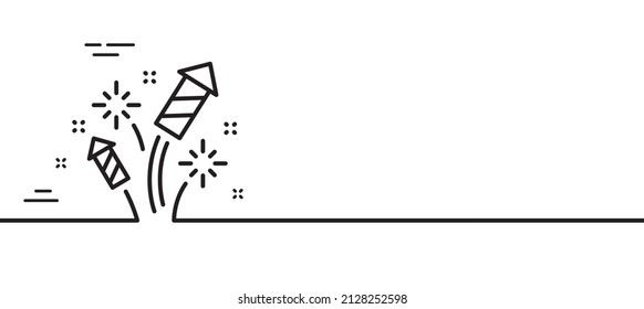 Fireworks rocket line icon. Pyrotechnic salute sign. Carnival celebration lights symbol. Minimal line illustration background. Fireworks rocket line icon pattern banner. Vector