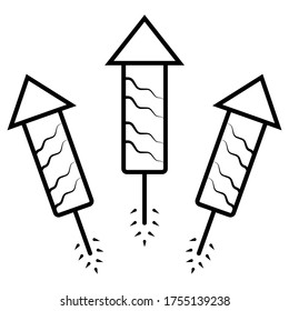 Fireworks rocket line icon vector 