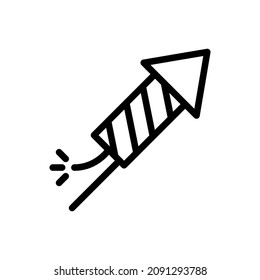 fireworks rocket line icon vector isolated on white background
