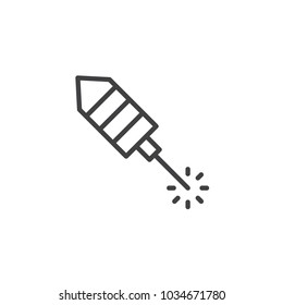Fireworks rocket outline icon. linear style sign for mobile concept and web design. Petard simple line vector icon. Symbol, logo illustration. Pixel perfect vector graphics