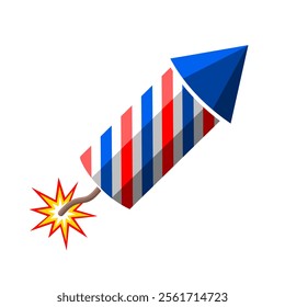 Fireworks rocket red blue vector illustration