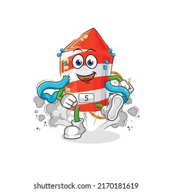 the fireworks rocket runner character. cartoon mascot vector
