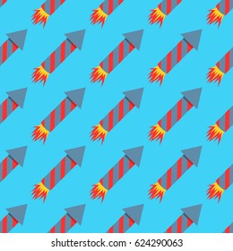 Fireworks rocket seamless pattern vector illustration petard pyrotechnics