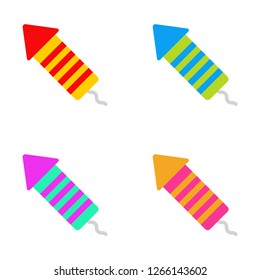 Fireworks Rocket. Set of Fireworks Rocket. Different Color. Symbol of holiday. Vector illustration. EPS 10.
