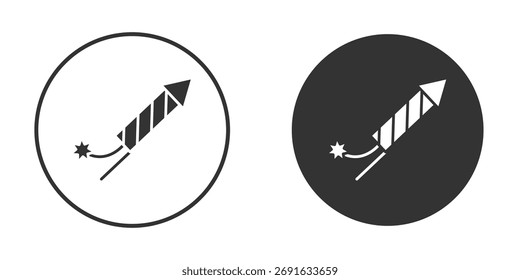 Ilustraciones planas del signo del cohete de los fuegos artificiales. Arte vectorial.