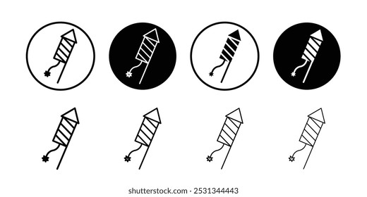Logotipo lineal de la muestra del cohete de los fuegos artificiales aislado