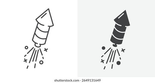 Fireworks rocket sign Outline vector sign