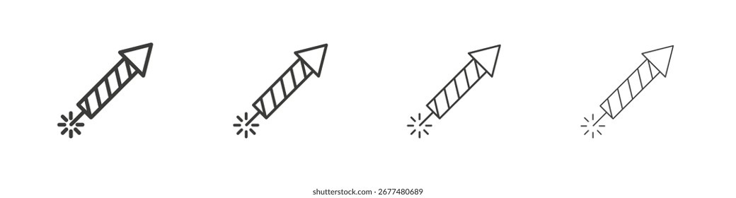 Símbolo de señal de cohete de fuegos artificiales. Vector aislado ilustración.