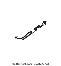 Fireworks rocket sign Thin line art collection