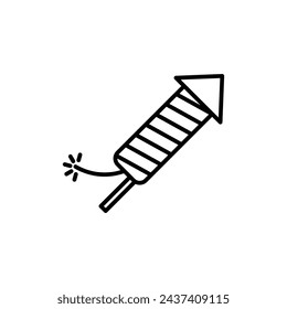 Fireworks Rocket Sign Vector Line Icon Illustration.