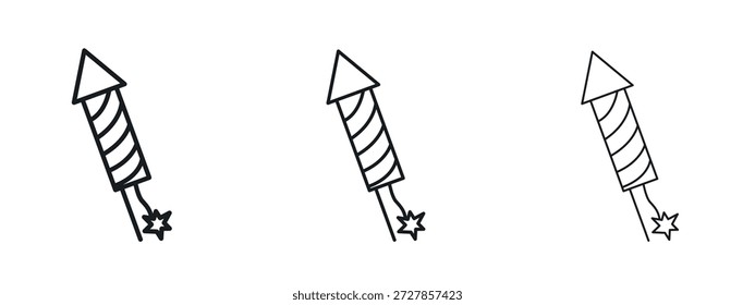 Fireworks rocket sign vector Logo Design Template. Editable Stroke graphics.