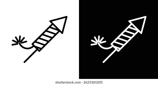 Fireworks rocket signs concept stroke on white background