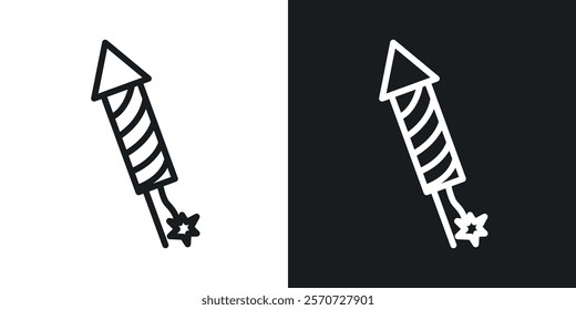 Fireworks rocket signs vectors set in black and red colors on white background.