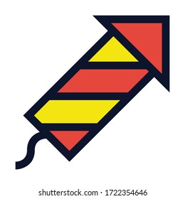 Fireworks Rocket. Simple Vector Color Icon.