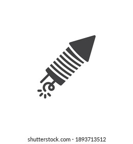 Fireworks rocket vector icon. filled flat sign for mobile concept and web design. Firecracker rocket glyph icon. Symbol, logo illustration. Vector graphics