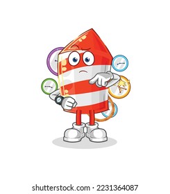 the fireworks rocket with wristwatch cartoon. cartoon mascot vector