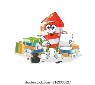 die Vektorgrafik der Feuerwerkskörper-Raketenschreiber. Zeichentrickfigur