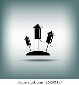 Fireworks rockets sign icon. Explosive pyrotechnic device symbol. Vector