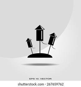  Fireworks rockets sign icon. Explosive pyrotechnic device symbol. Vector