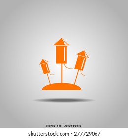 Fireworks rockets sign icon. Explosive pyrotechnic device symbol. Vector