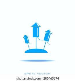 Fireworks rockets sign icon. Explosive pyrotechnic device symbol. Vector