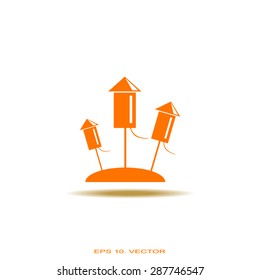 Fireworks rockets sign icon. Explosive pyrotechnic device symbol. Vector