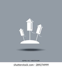 Fireworks rockets sign icon. Explosive pyrotechnic device symbol. Vector