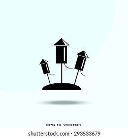 Fireworks rockets sign icon. Explosive pyrotechnic device symbol. Vector