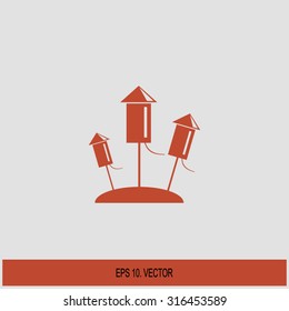 Fireworks rockets sign icon. Explosive pyrotechnic device symbol. Vector