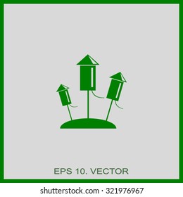 Fireworks rockets sign icon. Explosive pyrotechnic device symbol. Vector
