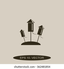 Fireworks rockets sign icon. Explosive pyrotechnic device symbol. Vector
