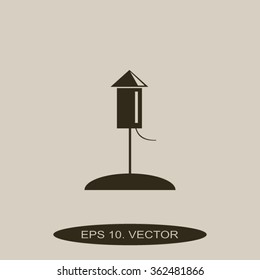 Fireworks rockets sign icon. Explosive pyrotechnic device symbol. Vector