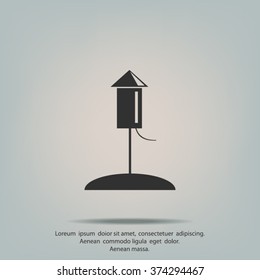Fireworks rockets sign icon. Explosive pyrotechnic device symbol. Vector