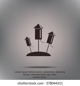 Fireworks rockets sign icon. Explosive pyrotechnic device symbol. Vector
