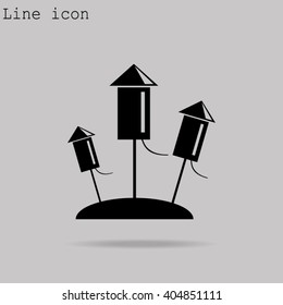 Fireworks rockets sign icon. Explosive pyrotechnic device symbol. Vector