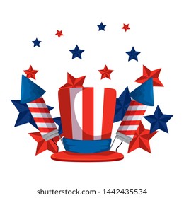 fireworks rockets with tophat usa flag