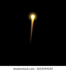 Fireworks salute bang. Star or meteorite glow. Realistic festive firecracker burst. Bright yellow explosion. Pyrotechnic rocket fire. Carnival festive sparkling. Holiday celebration vector design