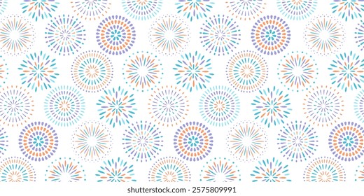 Fireworks seamless pattern. Colorful and gorgeous fireworks pattern backgrounds.