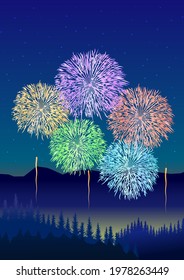 Fireworks seen over the mountains