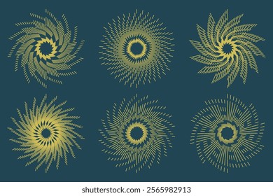 Fireworks set gold fireworks with lines and sparkles firework collection vector	