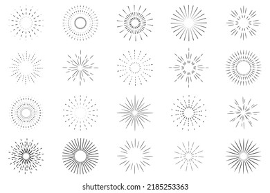 Fireworks set. Hand drawn Fireworks. Vector illustration. Stock image.